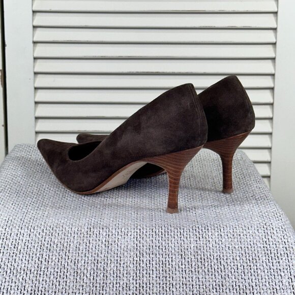 Steve Madden Excitte Dark Brown Suede Leather Heels Pumps Shoes Women's Size 6.5 - Picture 3 of 8